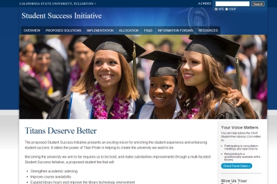A screenshot of CSUF's Student Success initiative website.